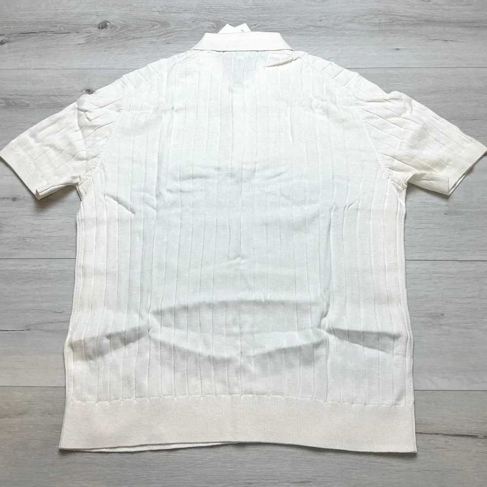 Banana Republic Knit Polo Shirt Mens Size M Cream New With Tags